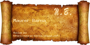 Maurer Barna névjegykártya